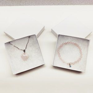 Holiday Gift New Rose quartz necklace and rose quartz bracelet set,